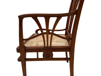 Art Nouveau Armchair with Wicker Seat by H.P. Mutters & Zoon, 1900s